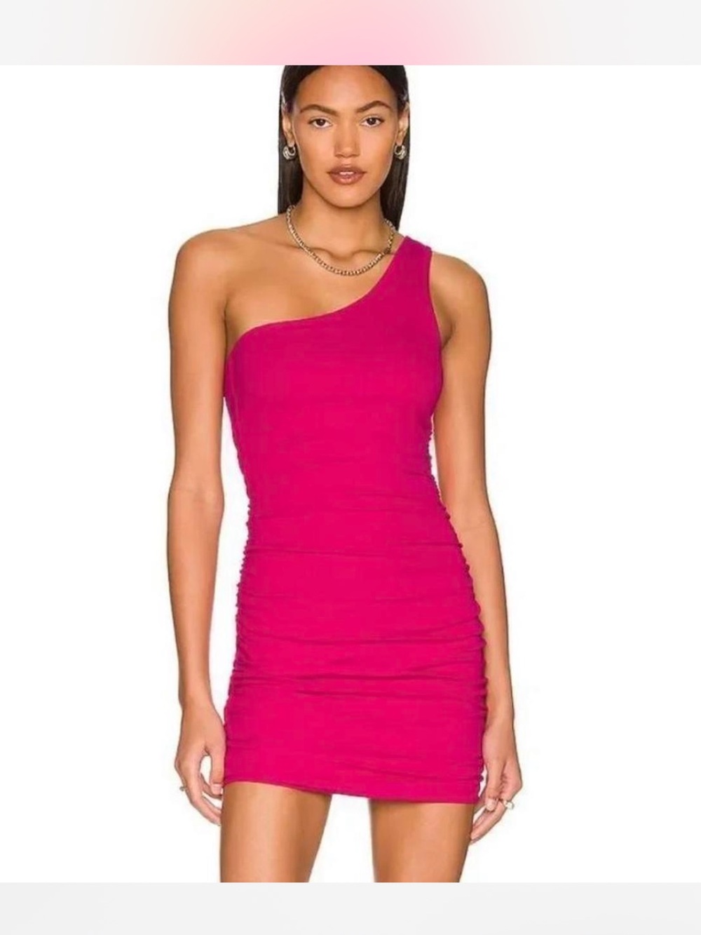 Women’s One-Shoulder Pink Bodycon Dress